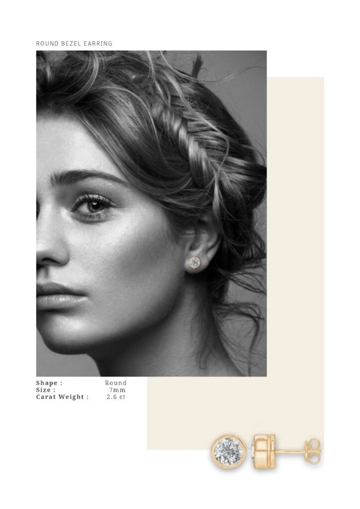 Round bezel earring provided by an RJC jewelry supplier