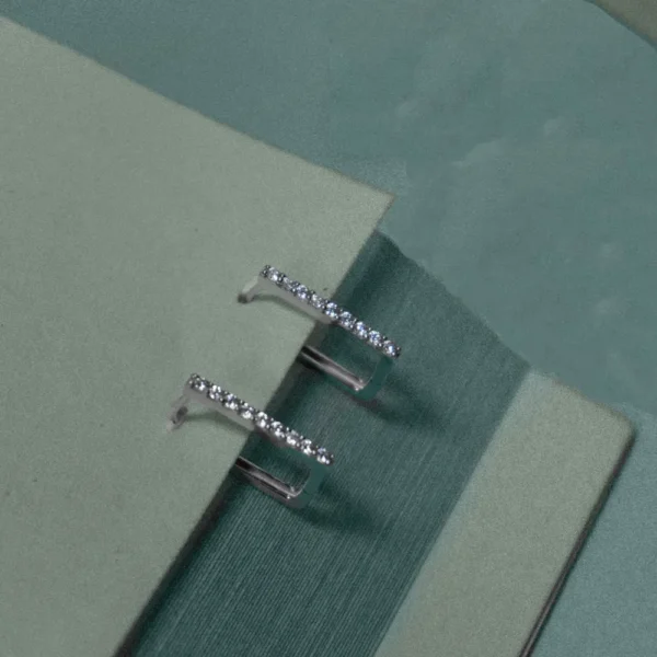 lab grown diamond bar stud earrings sterling silver 925 pavé line minimalist