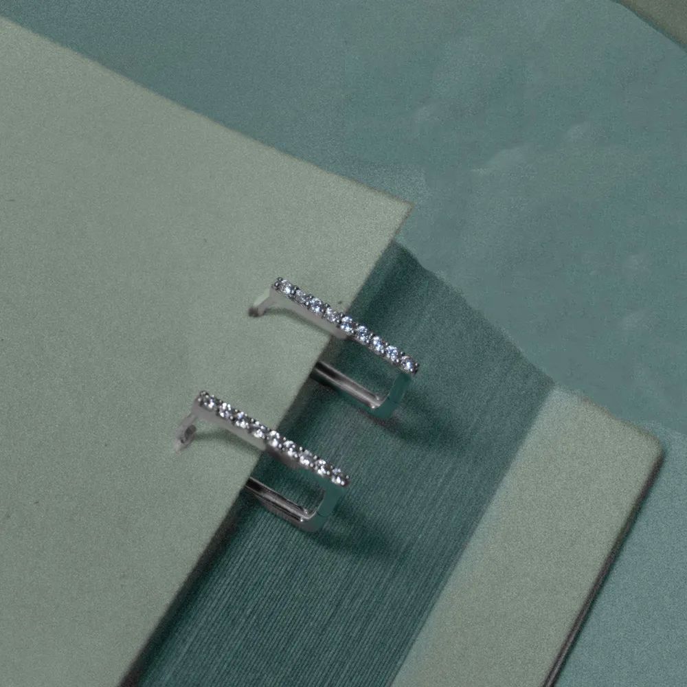 lab grown diamond bar stud earrings sterling silver 925 pavé line minimalist