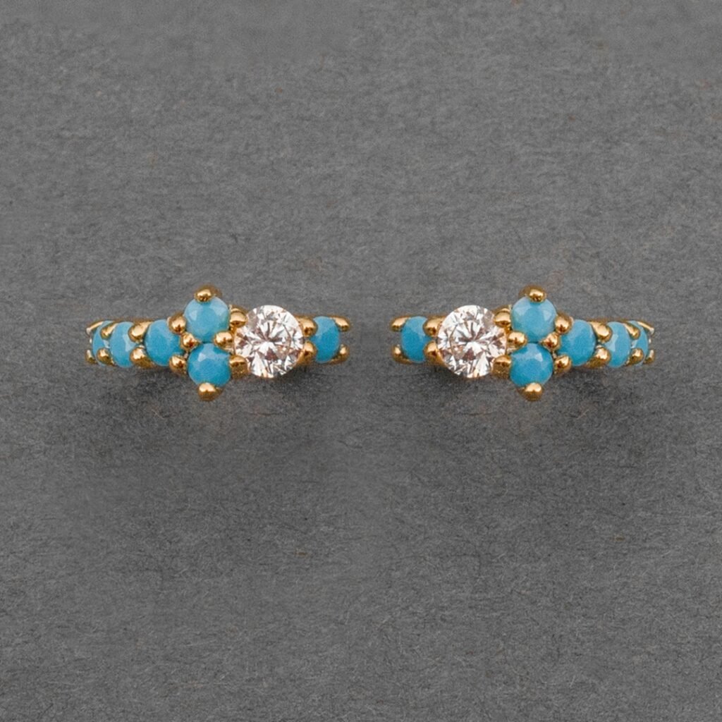 Elegant gemstone earrings with diamond studs