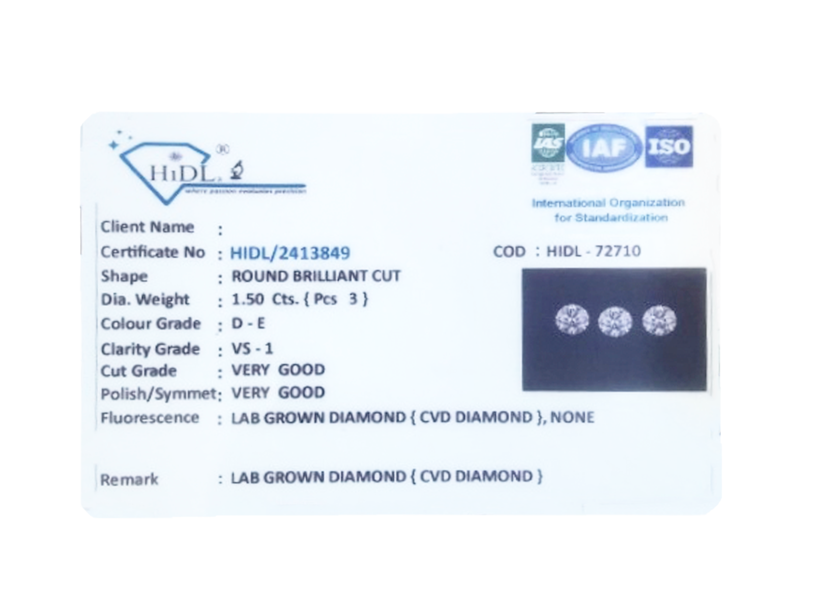 Lab Grown Diamond Test Report