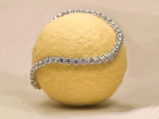 Diamond Studded Sterling Silver Tennis Bracelet