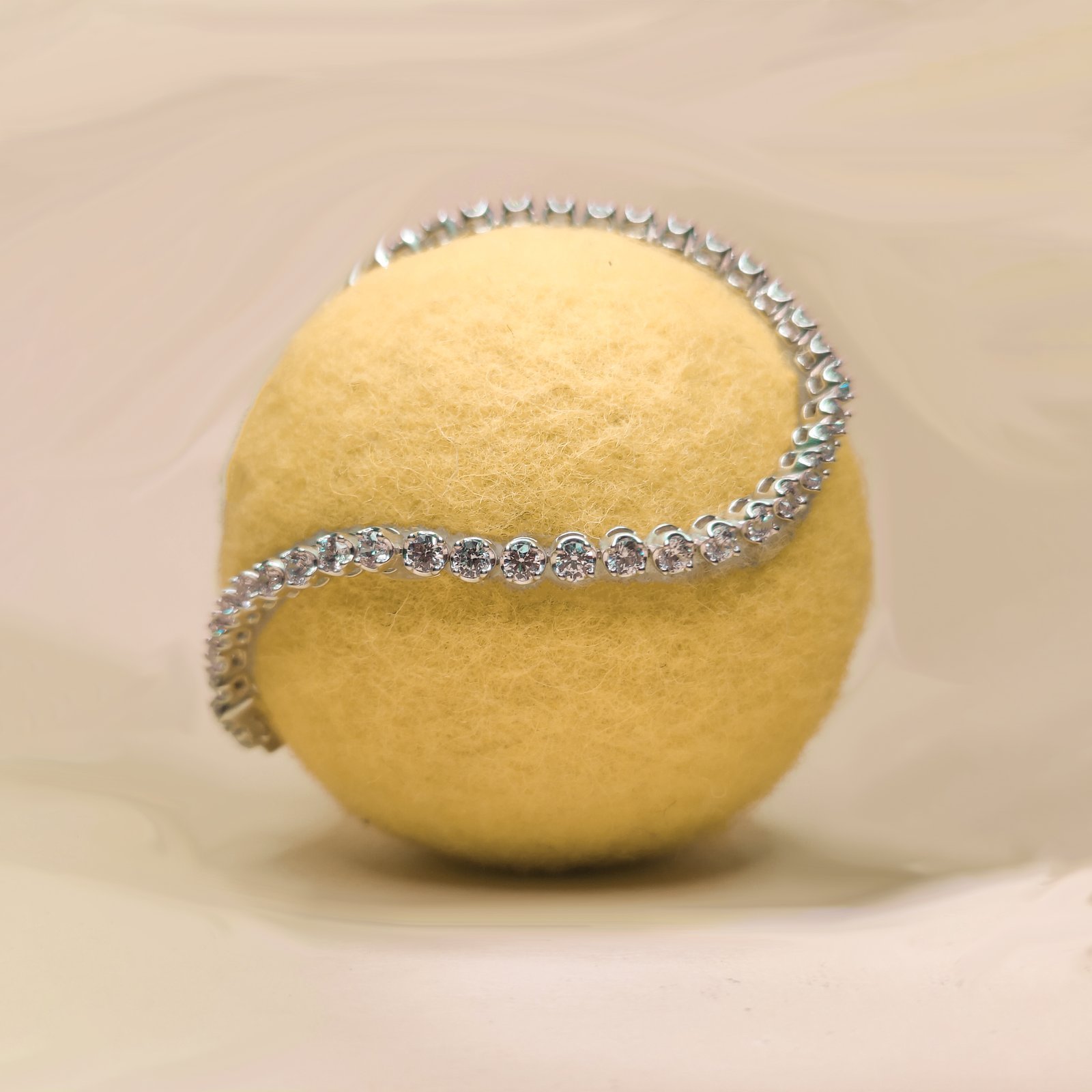 Diamond Studded Sterling Silver Tennis Bracelet