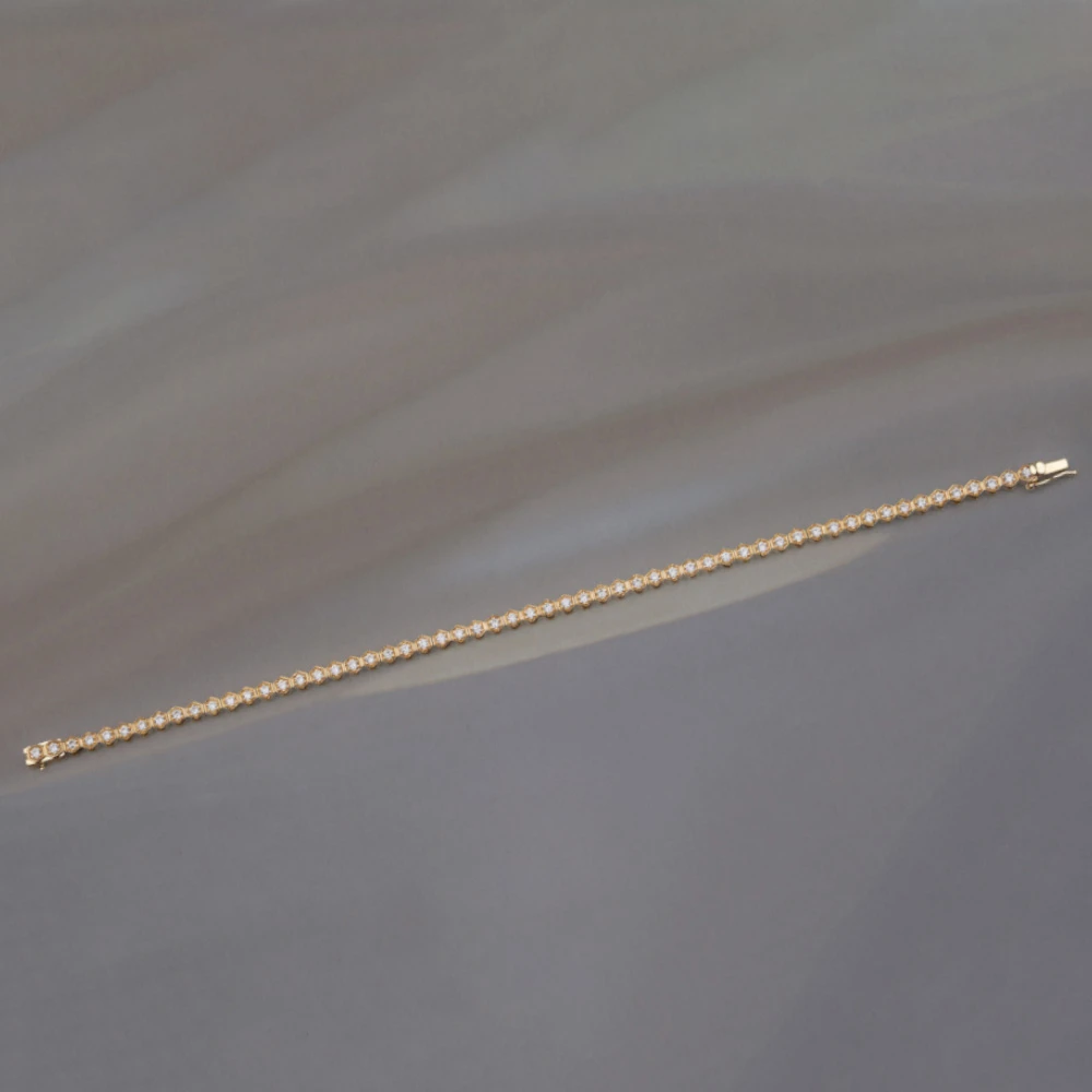 gold plated sterling silver lab grown diamond tennis bracelet fine jewellery ​