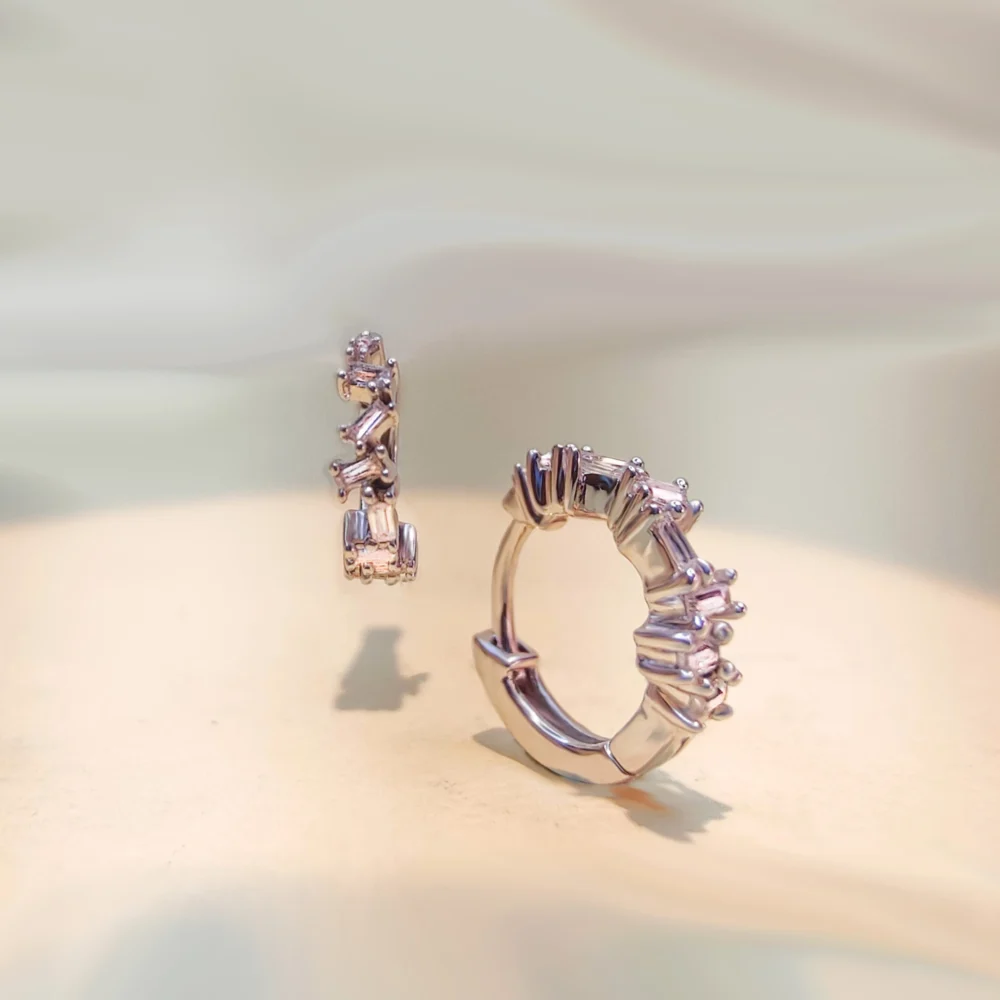 Diamond Studded Sterling Silver Earrings