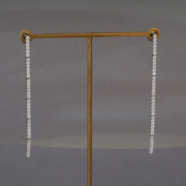 Long Lab Grown Diamond Line Earrings in Sterling Silver