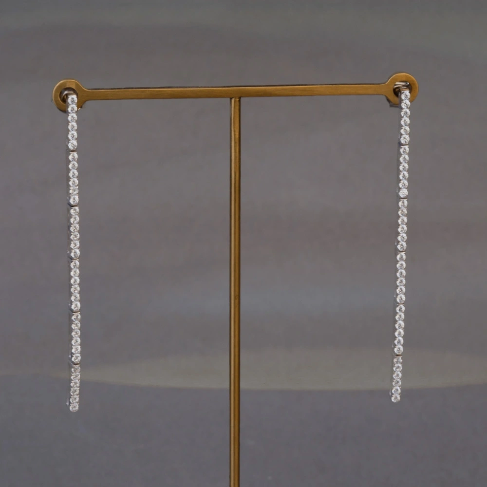 Long Lab Grown Diamond Line Earrings in Sterling Silver