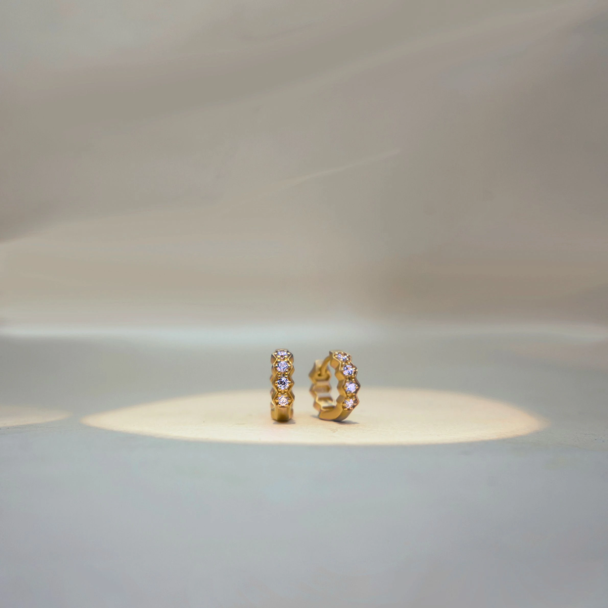 gold plated sterling silver pavé lab grown diamond huggie hoop earrings