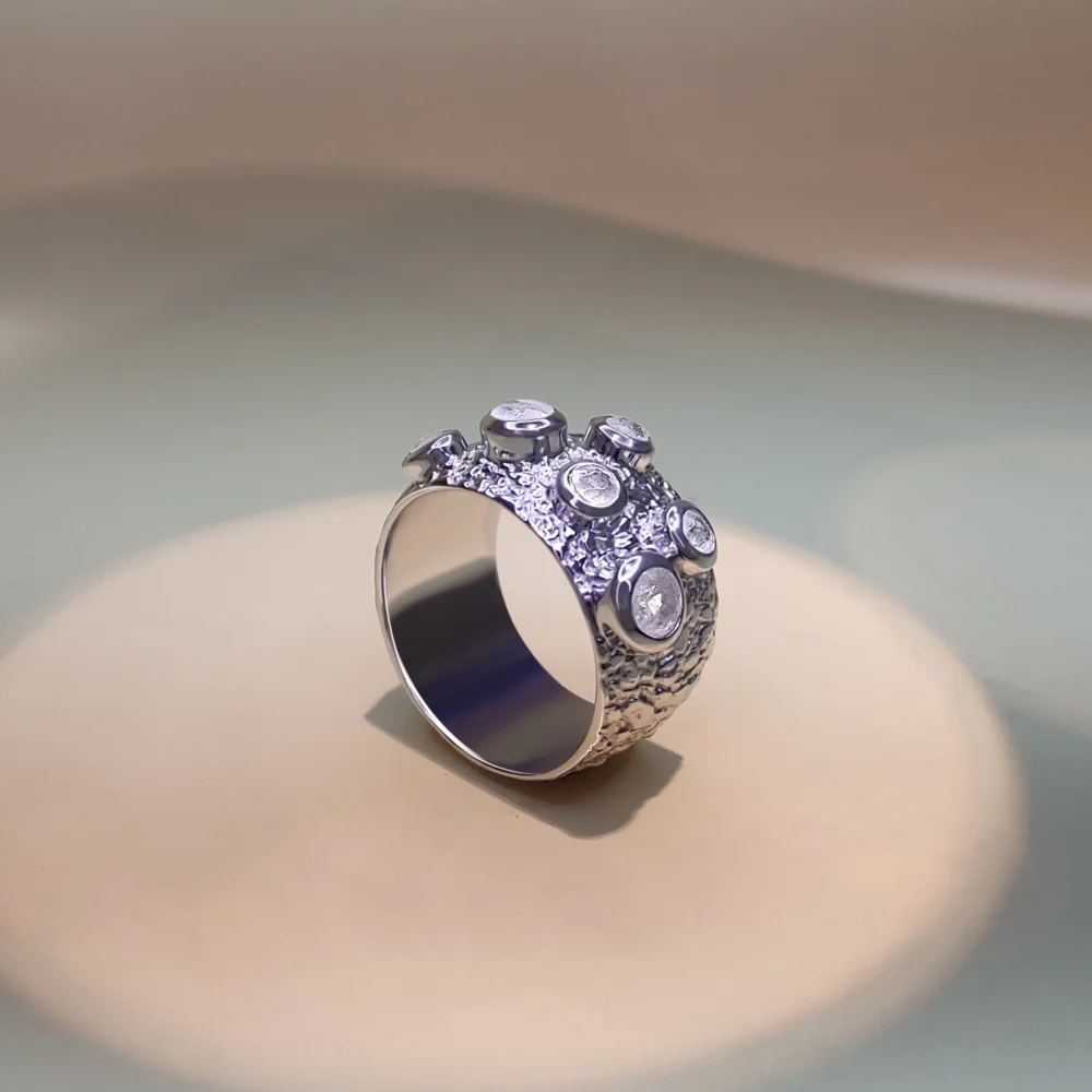 925 Sterling Silver Gold Plated Ring with Rainbow Moonstone