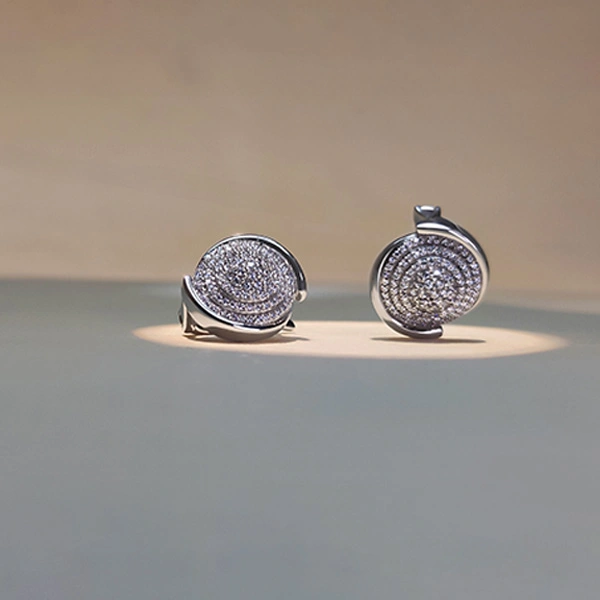 Spiral diamond hoop earrings