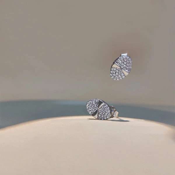 Geometric Pavé Diamond Stud Earrings – Wholesale & Custom Manufacturing